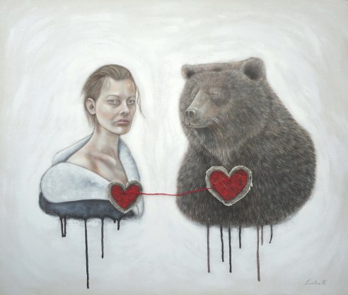 Le cœur à l'état sauvage, techniques mixtes sur toile par Caroline Houde. Copyright © 2014 Caroline Houde