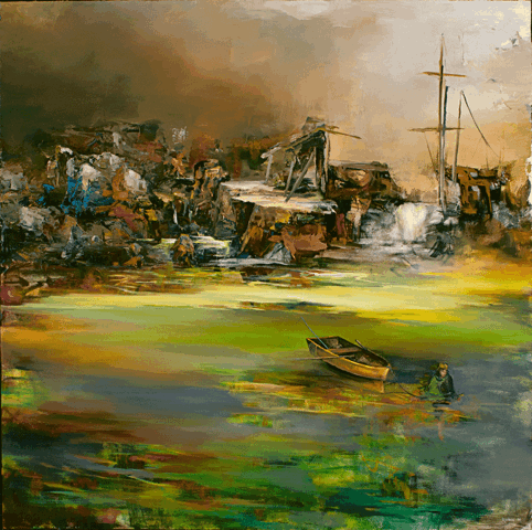 Douce confusion, huile sur toile par Richard Morin.  Série 2045 Copyright © 2013 Richard Morin