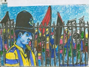 Manifestation contre la guerre, Londres, 1999 Copyright © 1999-2014 Hélène Matte