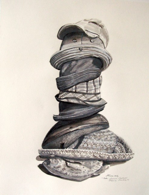 Dépanne-machine porte plusieurs chapeaux (comme beaucoup d'artistes), 2013 Copyright© 2013-2014 Hélène Matte